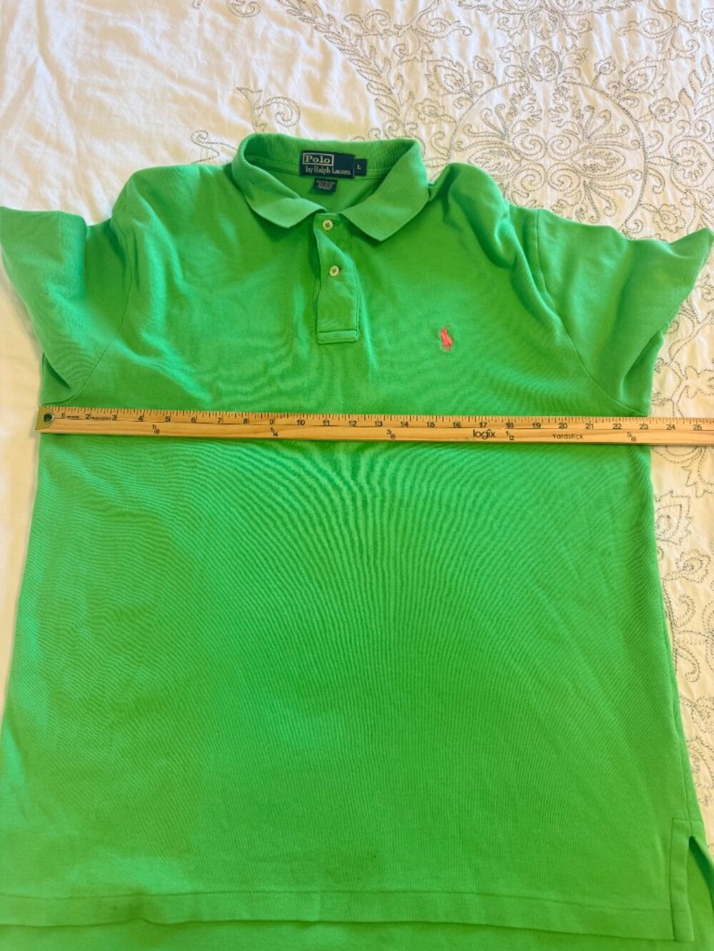 Polo Ralph Lauren Polo Shirt Mens L Lime Green Pink Pony Golf Preppy Cotton - Picture 6 of 10